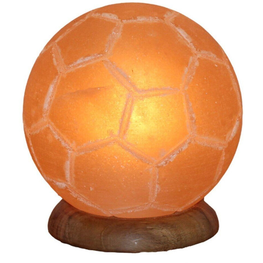 HIMALAYA SALT DREAMS Zoutkristal-tafellamp Voetbal Met de hand gemaakt van zoutkristal - iedere steen uniek, H: ca.15 cm (1 stuk) afbeelding 1