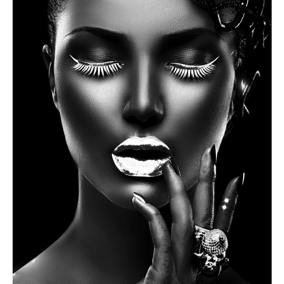 Leonique Artprint op acrylglas Gezicht met de hand ingewerkte bladgoud applicaties afbeelding 1
