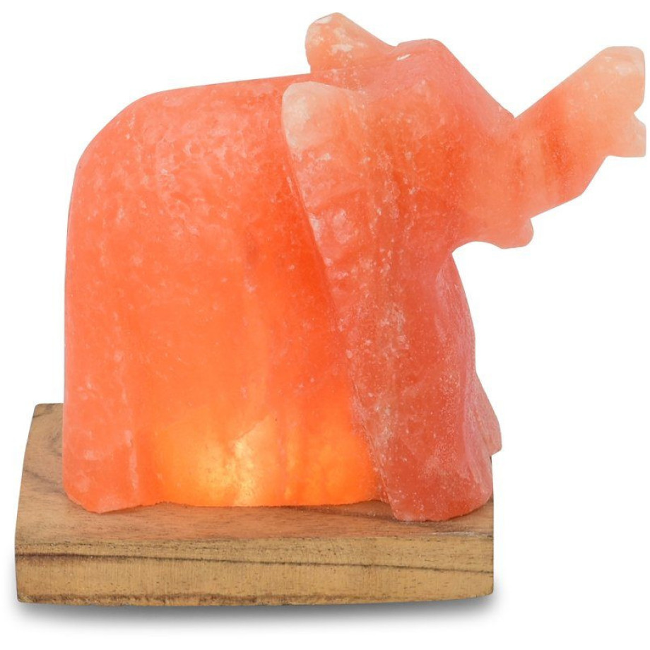 HIMALAYA SALT DREAMS Zoutkristal-tafellamp Olifant Met de hand gemaakt van zoutkristal - iedere steen uniek, H: ca.11 cm (1 stuk) afbeelding 1