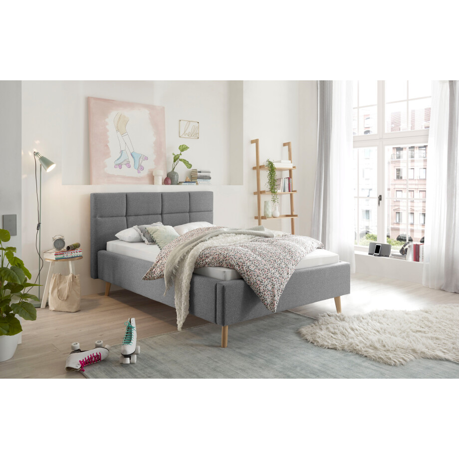 set one by Musterring Gestoffeerd bed Cary naar keuze met matras en lattenbodem, poten in natuurlijk eiken afbeelding 1