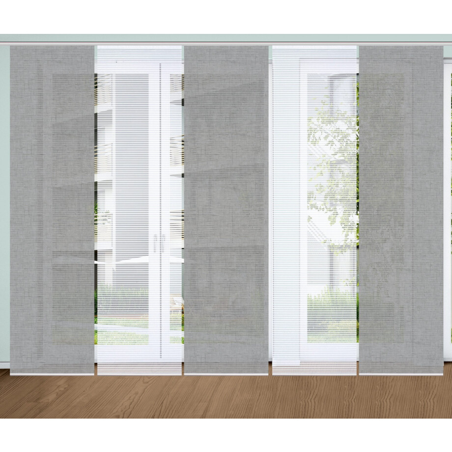 HOME in green Paneelgordijn ESTRA SET DIGITALE PRINT, BAMBOELOOK GERECYCLED (5 stuks) afbeelding 1