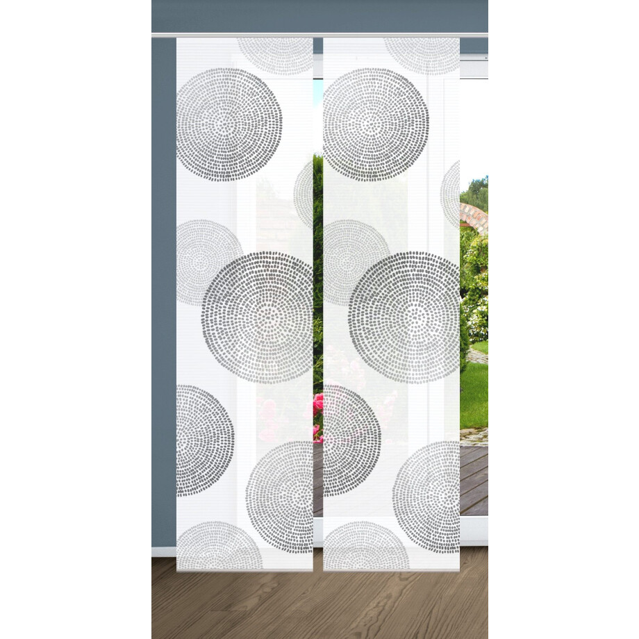 HOME in green Paneelgordijn Ginny SET DIGITALE PRINT, BAMBOELOOK GERECYCLED (2 stuks) afbeelding 1