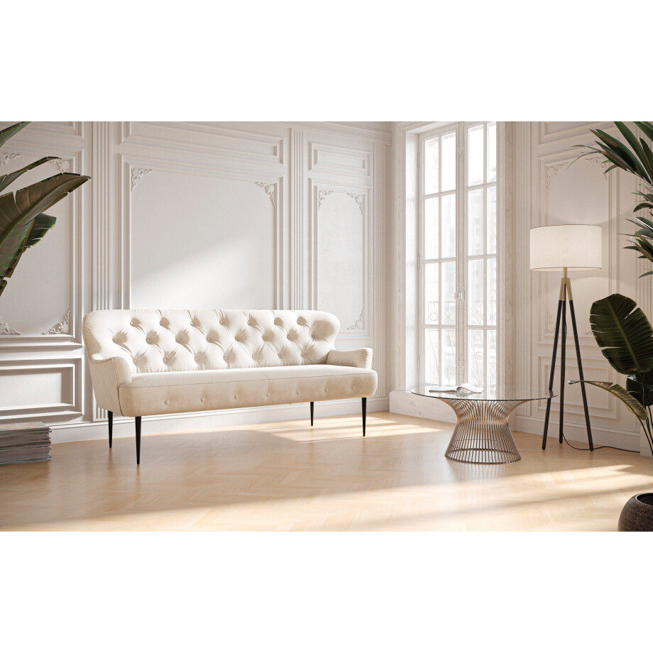 Places of Style 3-zitsbank Amber met capitonnage, in verschillende stofsoorten afbeelding 1