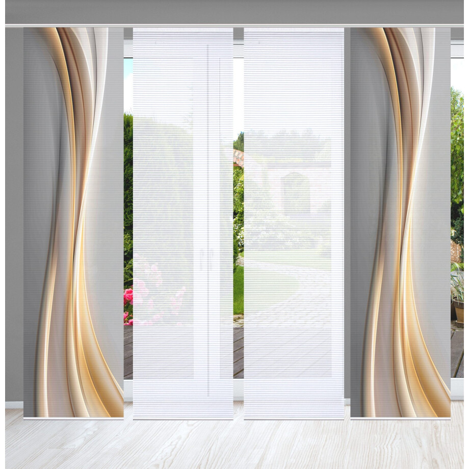 HOME in green Paneelgordijn ELANIA SET DIGITALE PRINT, BAMBOELOOK GERECYCLED (4 stuks) afbeelding 
