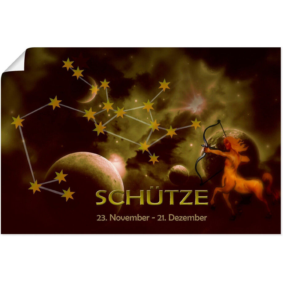 Artland Artprint Sterrenbeeld - boogschutter als artprint van aluminium, artprint voor buiten, poster in diverse formaten afbeelding 