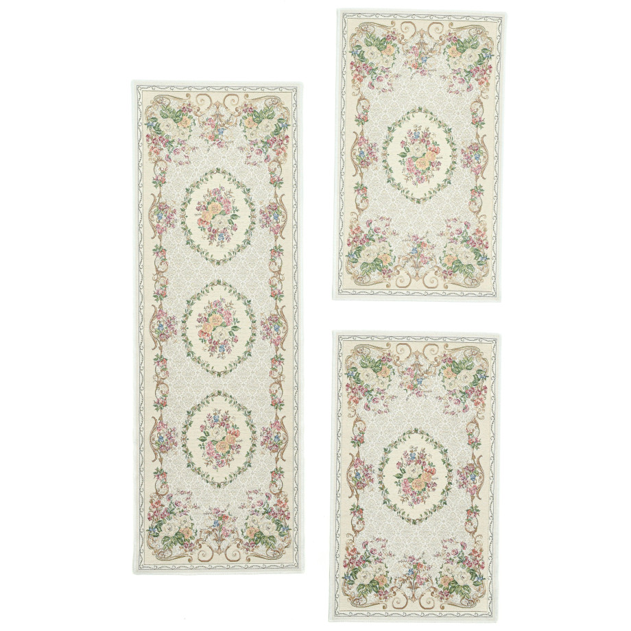THEKO Set slaapkamerkleedjes Flomi Floral Slaapkamerkleed, loper-set voor de slaapkamer, geweven, bloemen design afbeelding 1