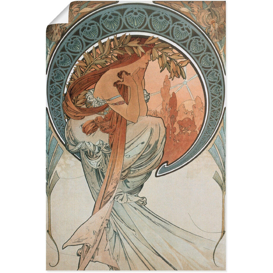 Artland Artprint Vier kunsten: de poëzie. 1898 als artprint van aluminium, artprint op linnen, muursticker of poster in verschillende maten afbeelding 1