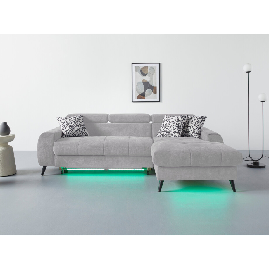 COTTA Hoekbank Mia L-vorm 3-delige kussenset, récamier, naar keuze met of zonder rgb-verlichting afbeelding 1