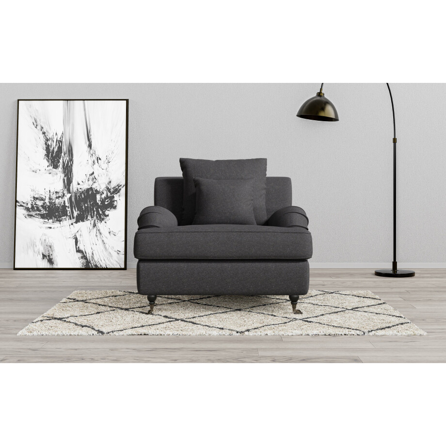 Guido Maria Kretschmer Home&Living Fauteuil NORIN twee soorten poten: voor - wieltjes, aan de achterkant - houten poten afbeelding 1