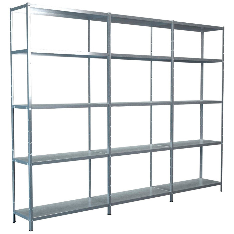 SCHULTE Regalwelt Stellingkast Montagesysteem basis- en 2x aanbouwkasten Metaal verzinkt, 2000x3600x350 mm, 15 planken afbeelding 1
