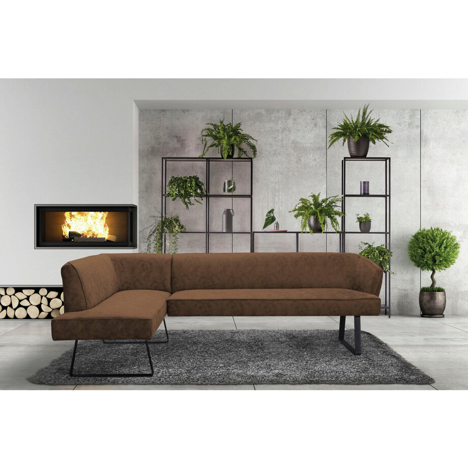 exxpo - sofa fashion Hoekbank Americano met opstaande naad en metalen poten, bekleding in verschillende kwaliteiten afbeelding 1