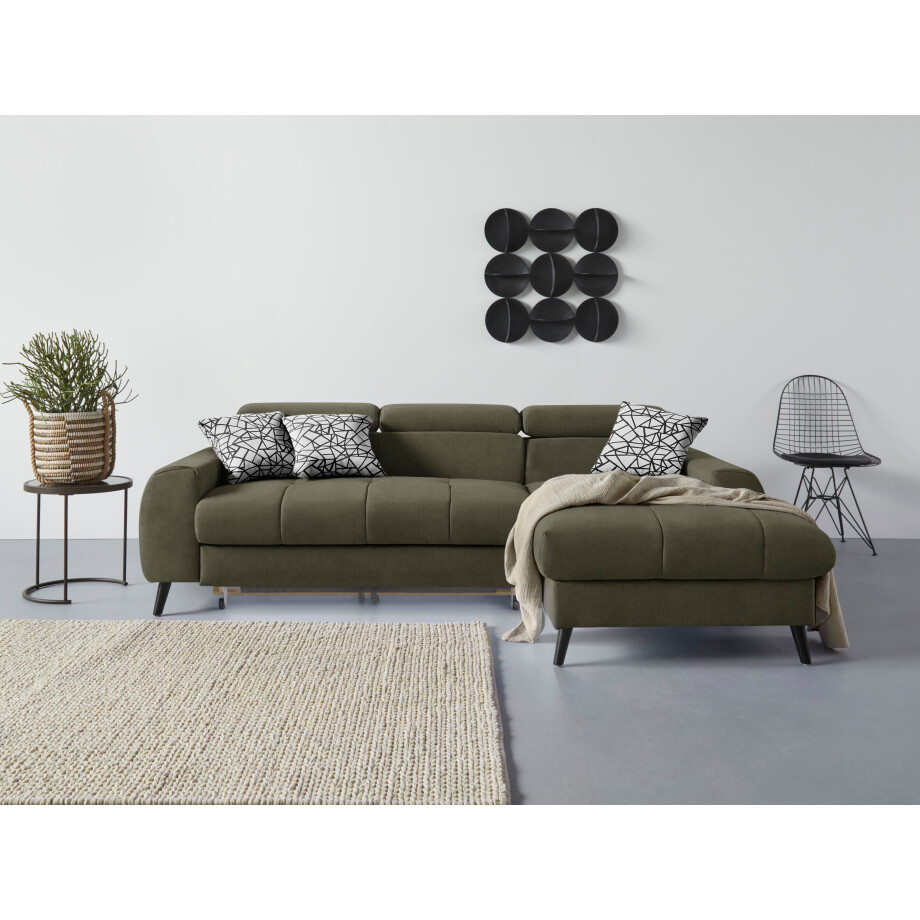 COTTA Hoekbank Mia L-Form mit 3 Zierkissen 3-delige kussenset, récamier, naar keuze met of zonder rgb-verlichting afbeelding 1
