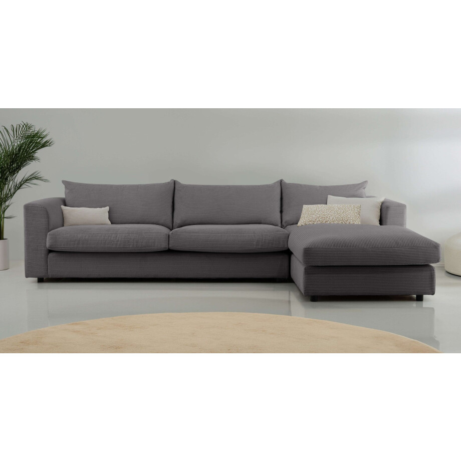 LeGer Home by Lena Gercke Hoekbank Avelina Breedte 297 cm, in cord- en chenille-stof, rugkussen met veren (2-delig) afbeelding 1