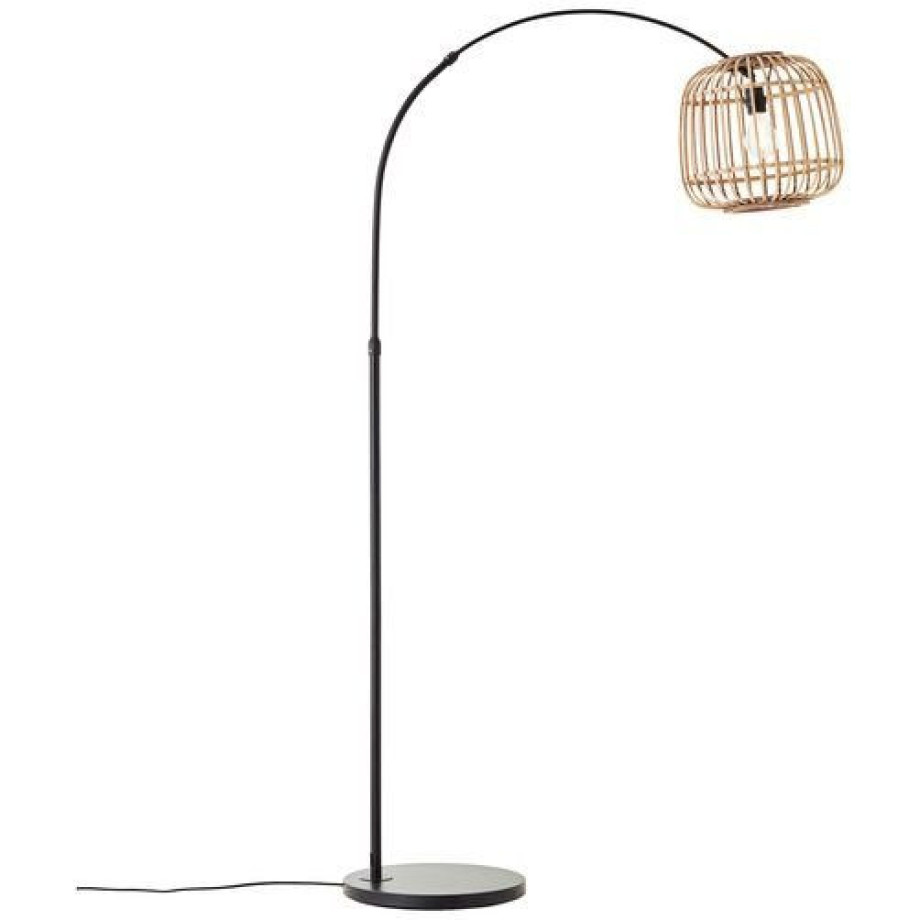 Brilliant Leuchten Booglamp Nikka met rieten kap, 171 cm hoogte, e27, metaal/rattan, zwart/natuur (1 stuk) afbeelding 1