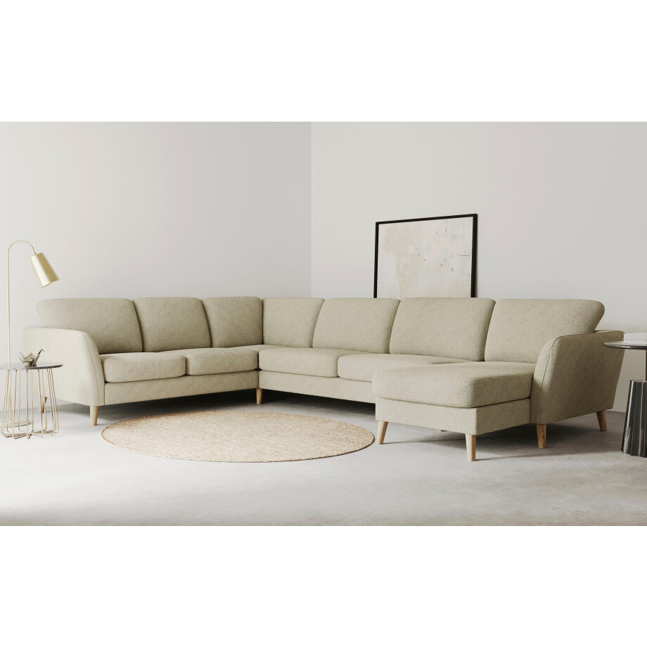 Home affaire Zithoek MARSEILLE XXL 349cm, U-vorm, ottomane rechts/links kiesbaar Massief houten poten van eiken, in verschillend overtrekken en kleurvarianten afbeelding 1