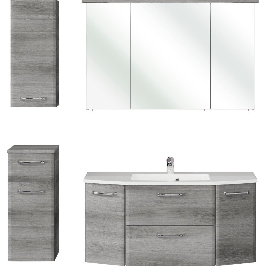 Saphir Badkamerserie Quickset 4-delige mineraalmarmeren wastafel en LED-spiegelkast (5-delig) afbeelding 1
