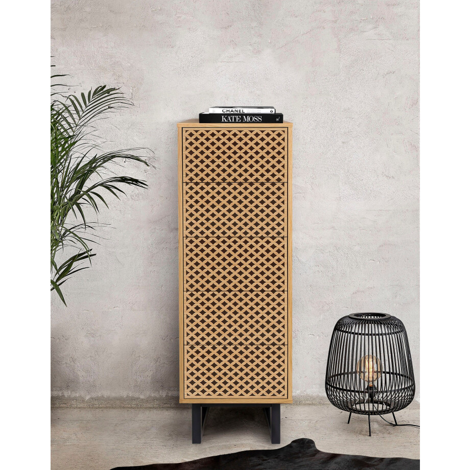 Woodman Hoge kast in scandinavisch design, met bijzondere print afbeelding 1