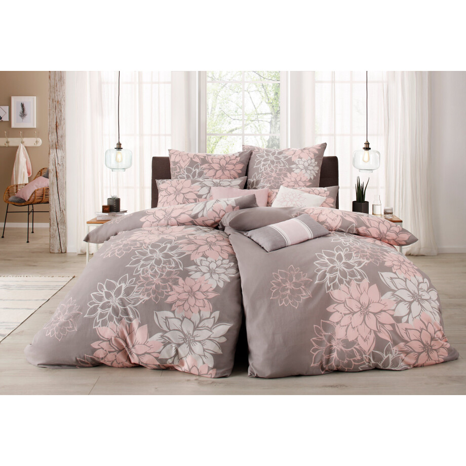 Home affaire Overtrekset Susan in mt. 135x200 of 155x220 cm in verschillende kwaliteiten, romantische dekbedovertrek met bloemen (2-delig) afbeelding 1