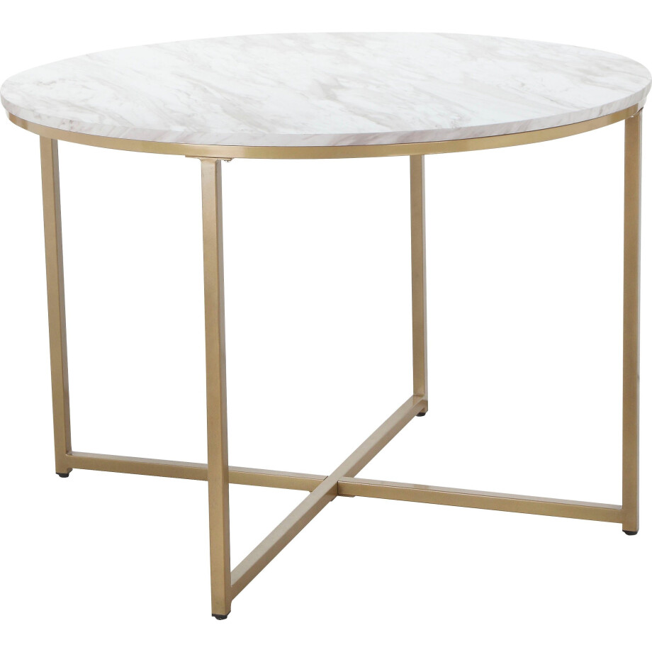 Leonique Eettafel Gondat met tafelblad in marmer-look, onderstel van metaal goudkleurig, hoogte 76 cm (1 stuk) afbeelding 1