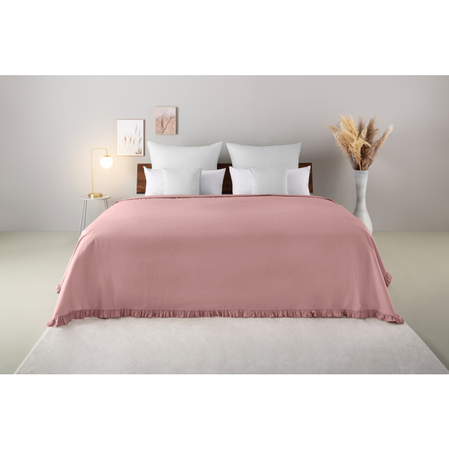 Home affaire Sprei Violetta, luchtige sprei met franjes, zonder voering met volants, 100% katoen, ook als tafelkleed te gebruiken afbeelding 1