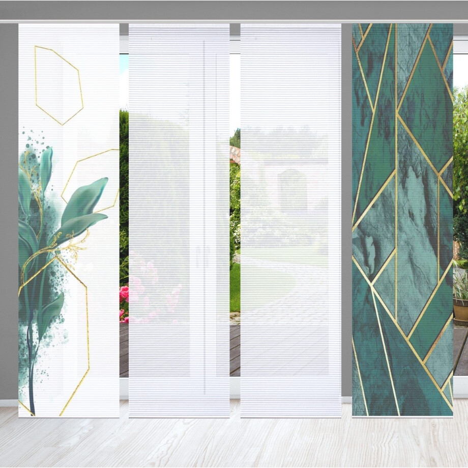 HOME in green Paneelgordijn Signum SET DIGITALE PRINT, BAMBOELOOK GERECYCLED (4 stuks) afbeelding 1