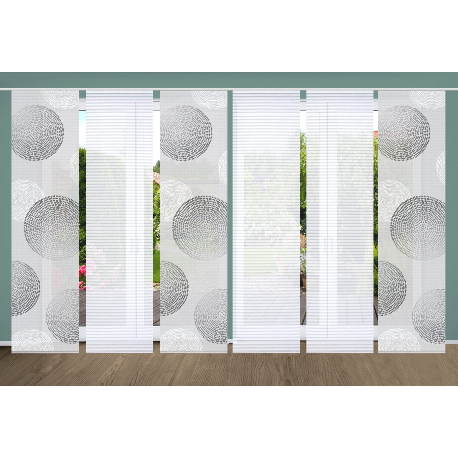 HOME in green Paneelgordijn GINNO SET DIGITALE PRINT, BAMBOELOOK GERECYCLED (6 stuks) afbeelding 1
