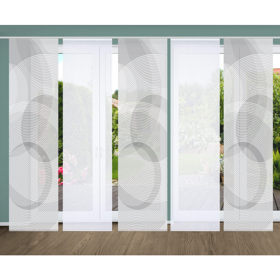 HOME in green Paneelgordijn AFONSO SET DIGITALE PRINT, BAMBOELOOK GERECYCLED (5 stuks) afbeelding 1