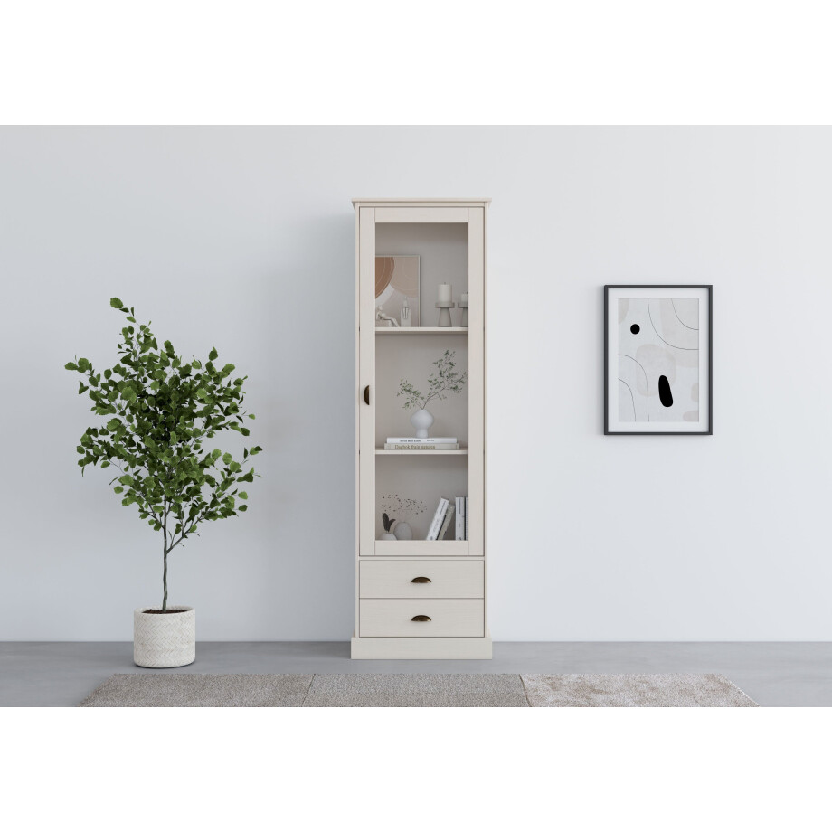 Home affaire Vitrinekast Schröder met 1 schuifdeur, 2 lades, van massief grenenhout, breedte 55cm afbeelding 1