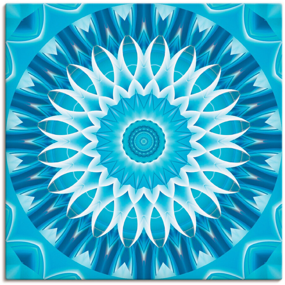 Artland Artprint Mandala blauw bloem als artprint op linnen in verschillende maten afbeelding 1