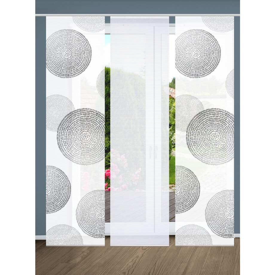 HOME in green Paneelgordijn Ginny SET DIGITALE PRINT, BAMBOELOOK GERECYCLED (3 stuks) afbeelding 1