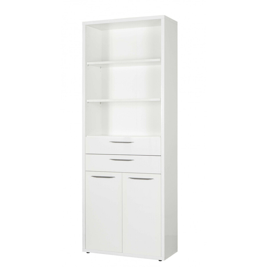 Composad Archiefkast DISEGNO, boekenkast, 2 deuren, 2 laden, 3 open vakken, verstelbare planken, hoogte 217 cm, 100% gerecycled hout, made in italy afbeelding 1