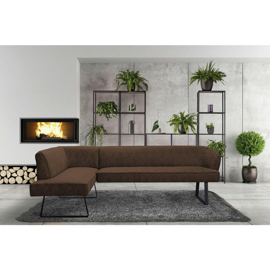 exxpo - sofa fashion Hoekbank Americano met opstaande naad en metalen poten, bekleding in verschillende kwaliteiten afbeelding 1