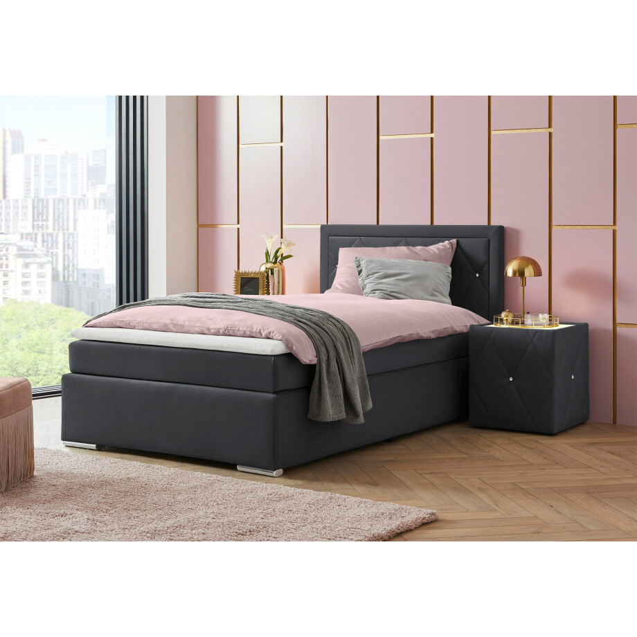 Leonique Boxspring Alfie, bestseller, optioneel met bedlade met strassteentjes in het hoofdbord, h2, h3 en h4 ter keuze afbeelding 1