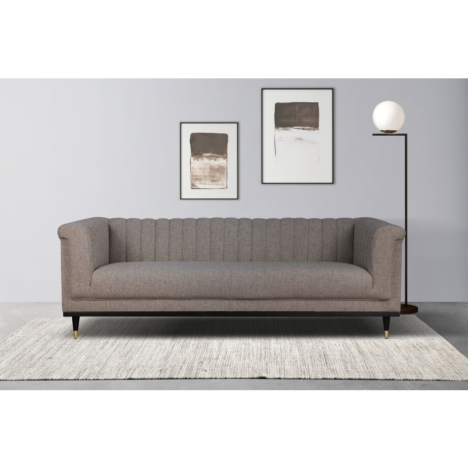 Guido Maria Kretschmer Home&Living 3-zitsbank Chamby met houten rand onder en stiksels bij de leuning afbeelding 1
