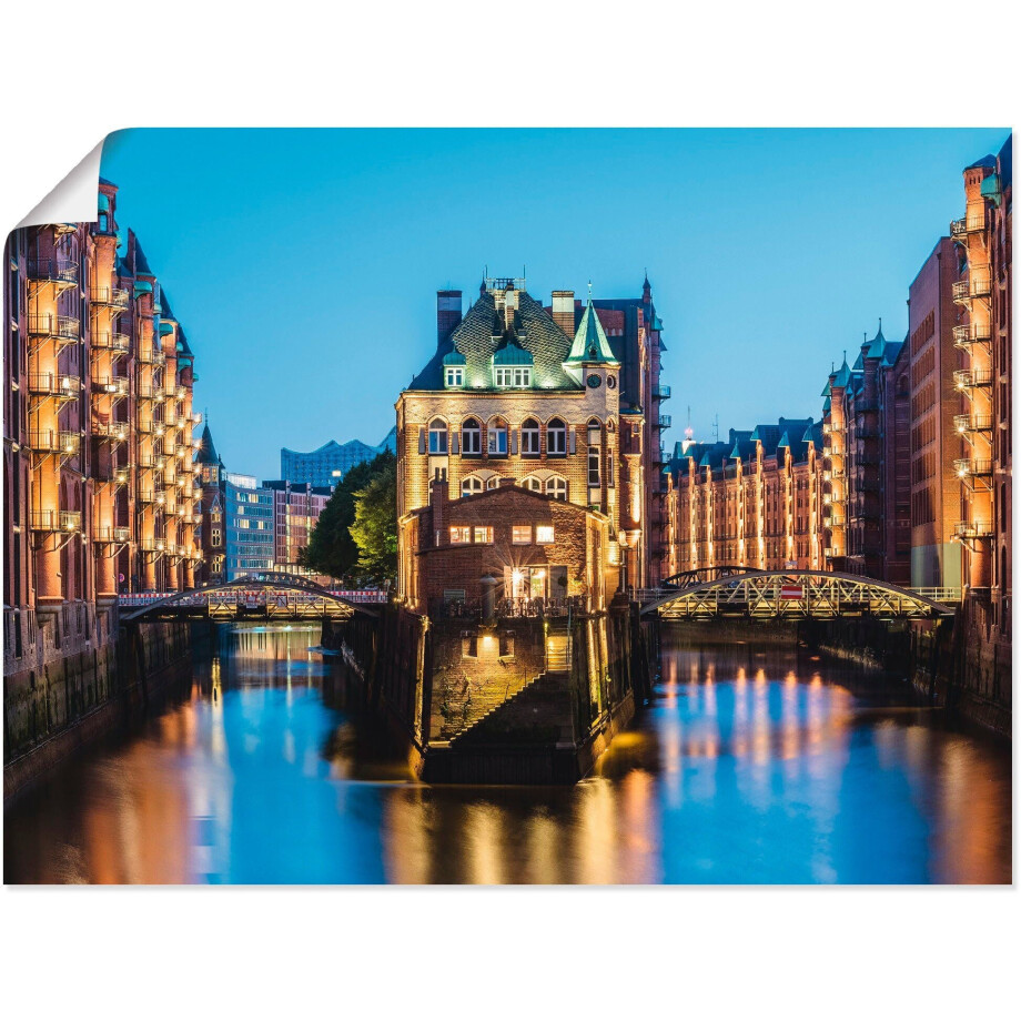 Artland Artprint Hamburg Waterkasteel in Speicherstadt 2 als artprint van aluminium, artprint voor buiten, poster in diverse formaten afbeelding 1