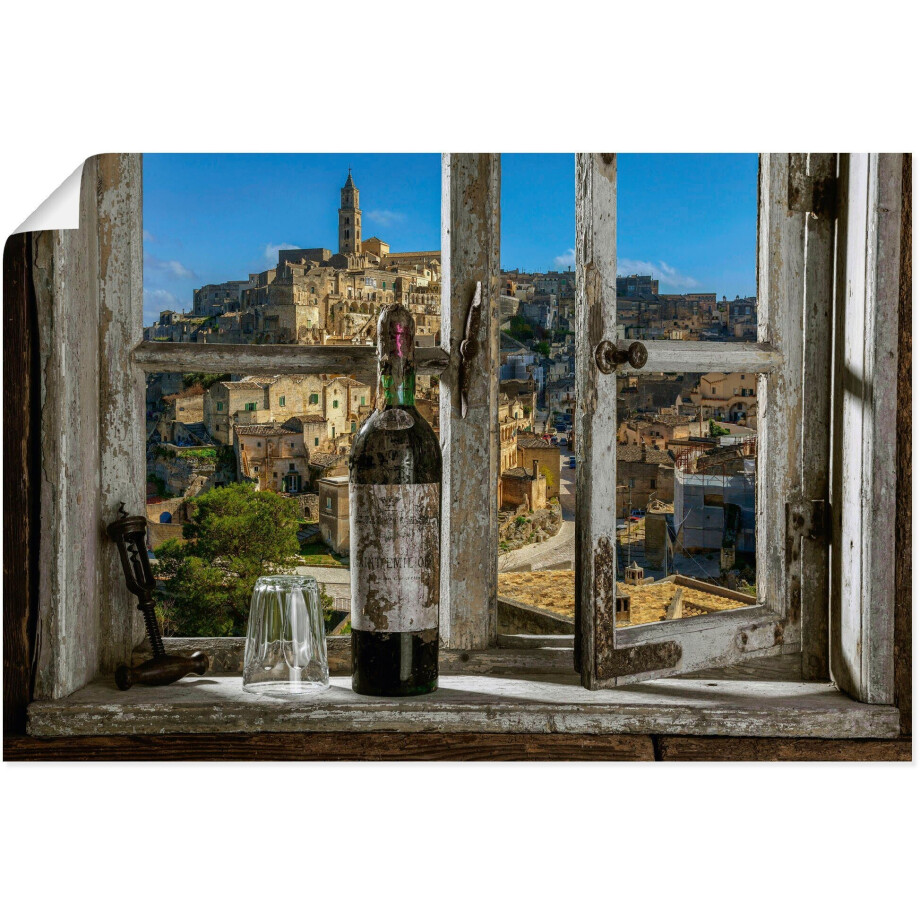 Artland Artprint Blik uit het raam Matera, Italië als artprint van aluminium, artprint voor buiten, artprint op linnen, poster, muursticker afbeelding 1