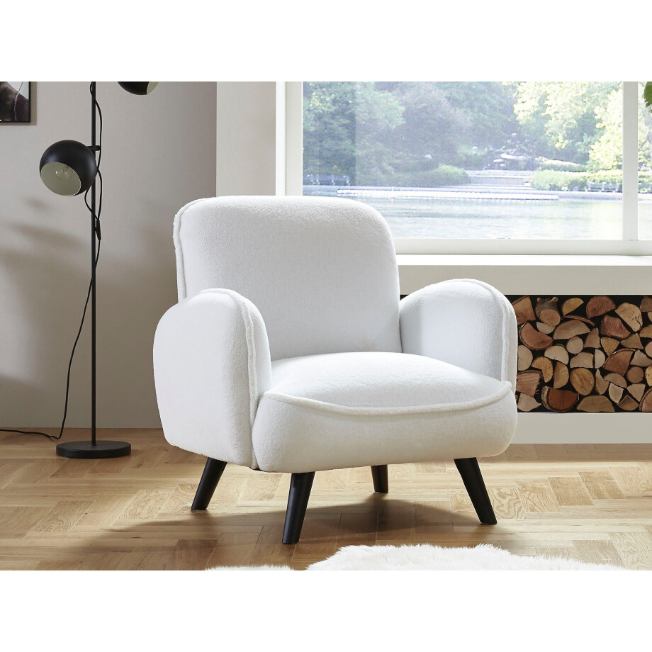 ATLANTIC home collection Fauteuil Ben met golfvering, massief houten poten, vrij plaatsbaar afbeelding 1