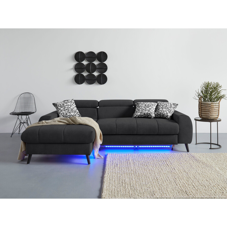 COTTA Hoekbank Mia L-vorm 3-delige kussenset, récamier, naar keuze met of zonder rgb-verlichting afbeelding 1