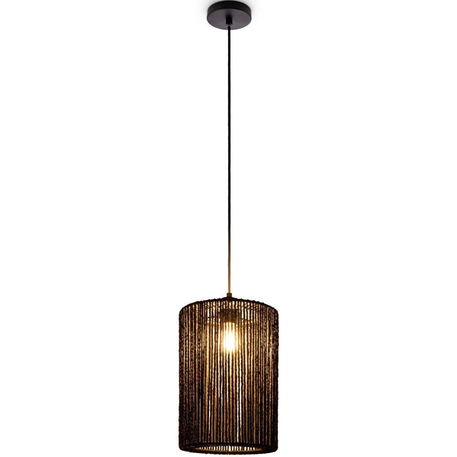 Paco Home Hanglamp Hugo Ricarda Woonkamer eetkamer rattan look Boho lampenkap papier rond afbeelding 1