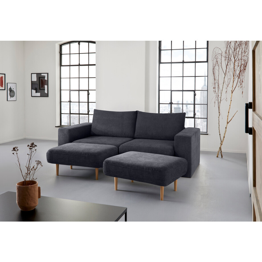LOOKS BY WOLFGANG JOOP 3-zitsbank Looksv Aan te passen bank: de bank wordt bank met 2 hockers afbeelding 1