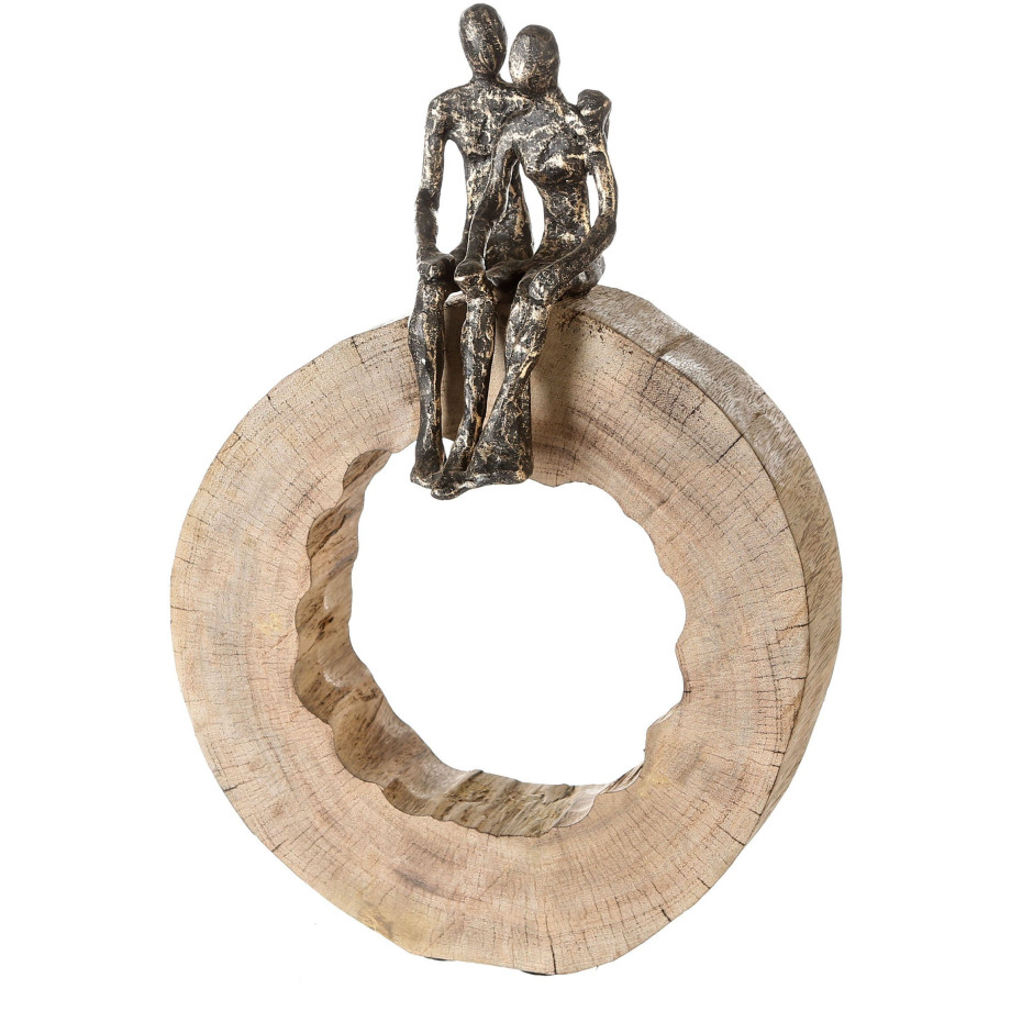 Casablanca by Gilde Decoratief figuur Sculptuur Together Decoratief object, hoogte 39 cm, van metaal en hout-boomschijf, woonkamer (1 stuk) afbeelding 1