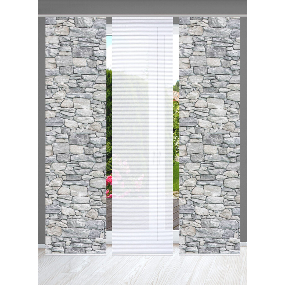 HOME in green Paneelgordijn PARETE SET DIGITALE PRINT, BAMBOELOOK GERECYCLED (3 stuks) afbeelding 1