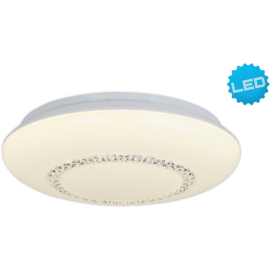 näve Led-plafondlamp Pilsen Acryl scherm met kristalelementen, incl. LED's warmwit, D: 41 cm, wit (1 stuk) afbeelding 1