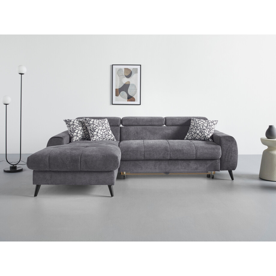 COTTA Hoekbank Mia L-Form mit 3 Zierkissen 3-delige kussenset, récamier, naar keuze met of zonder rgb-verlichting afbeelding 1