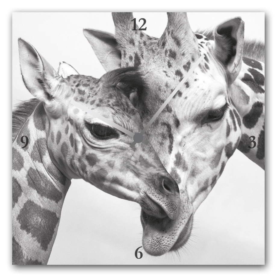 queence Wandklok Giraffen vierkant, acrylglas, dierenmotief, giraffen (1-delig) afbeelding 1