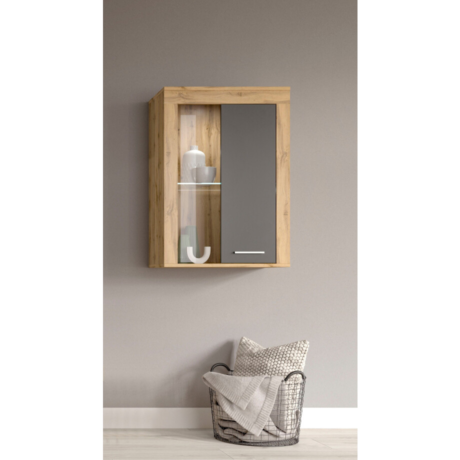 INOSIGN Vitrinekast Aosta, breedte 60 cm, staand of hangend, in verschillende kleuren Deurafdichting verwisselbaar, 1 glazen inlegvloer, hangvitrine, staande vitrine afbeelding 1