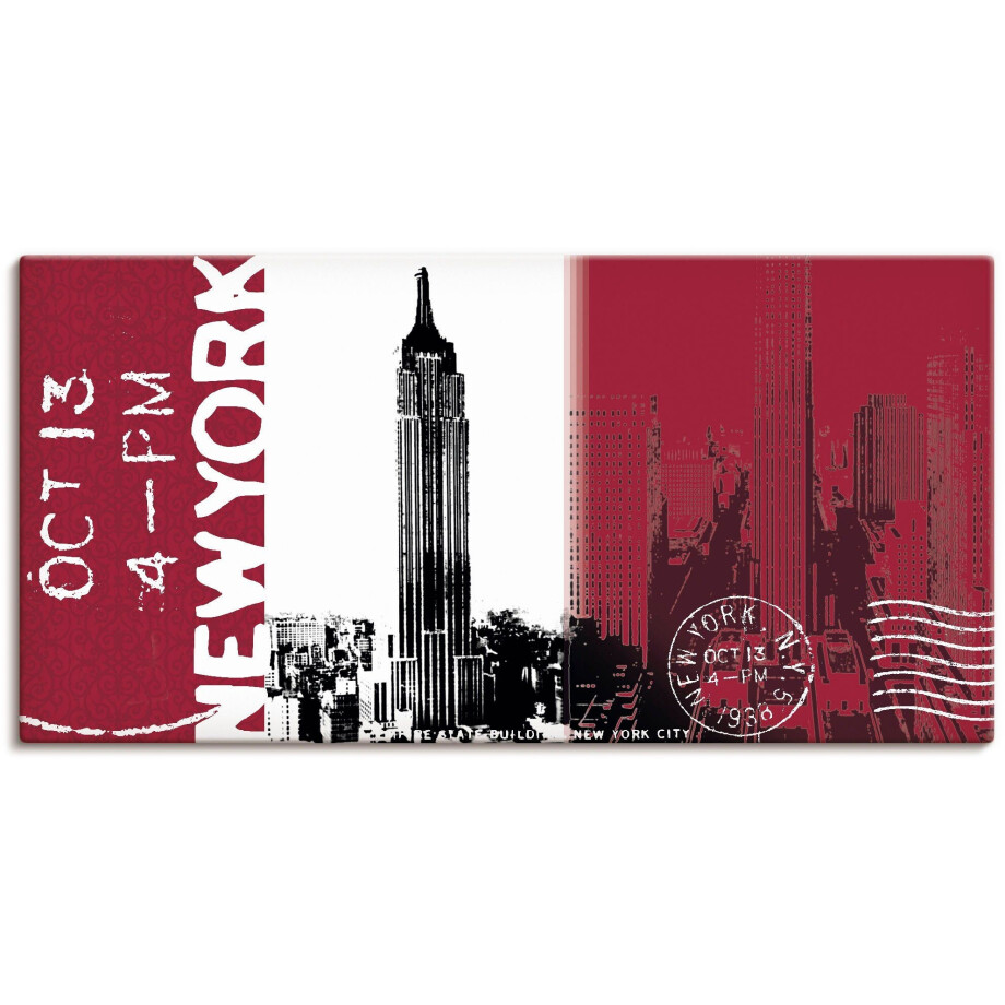 Artland Artprint op linnen New York - bordeaux gespannen op een spieraam afbeelding 1