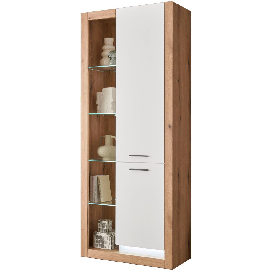 INOSIGN Vitrinekast Brixen, vitrinekast in eik decor, moderne staande vitrinekast Metalen grepen, voldoende opbergruimte, veelzijdig toepasbaar, 80 cm breed afbeelding 1
