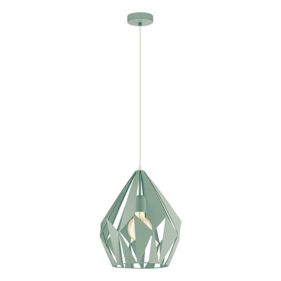 EGLO Hanglamp CARLTON-P Vintage hanglamp, metaal, pastel lichtgroen, Ø 31 cm (1 stuk) afbeelding 1