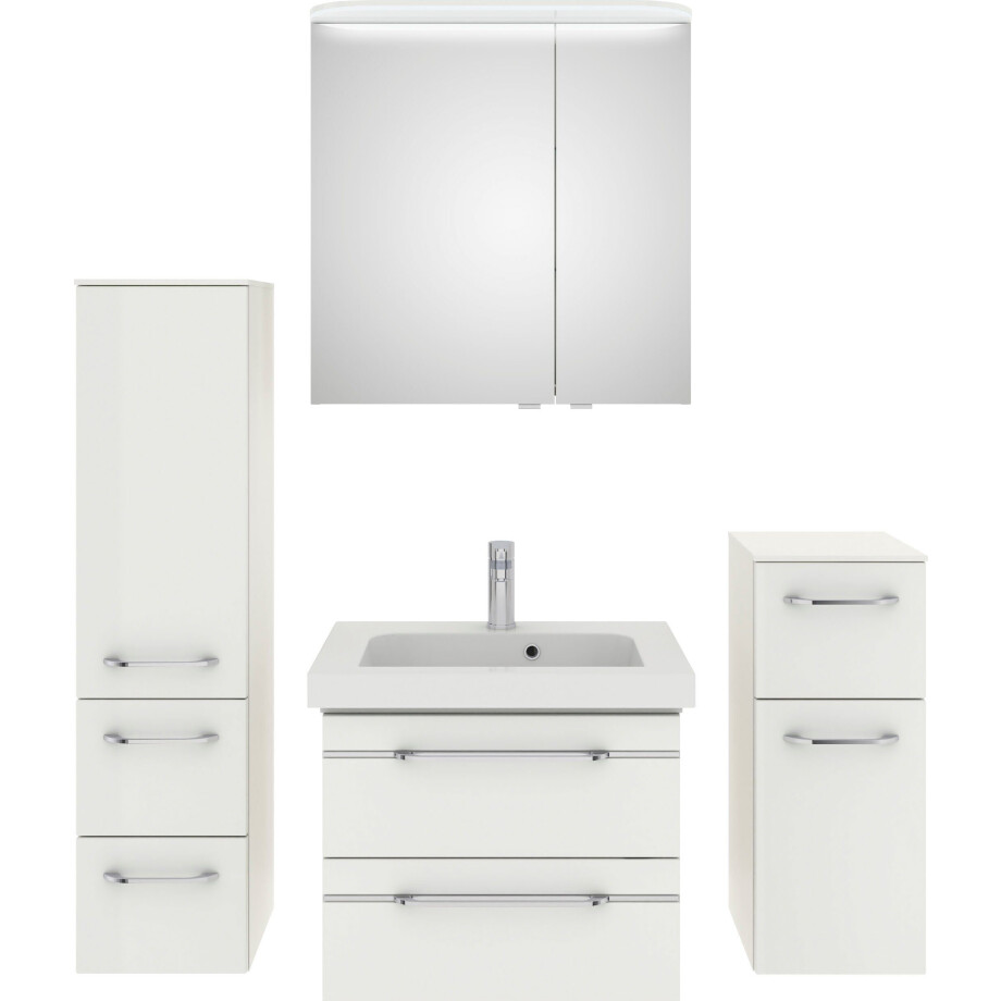 Saphir Badkamerserie Balto sprint 4-delig, mineraalmarmeren wastafel met led-spiegelkast met onderkast, halfhoge kast, inclusief deurdemper, 4 deuren, 5 laden (5-delig) afbeelding 1